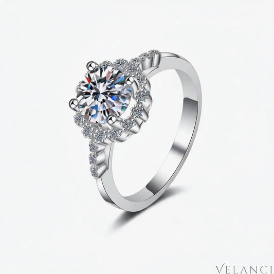 1 Carat Moissanite Halo Ring Valentina - Coastal Sparkle Women's Ring Velanci