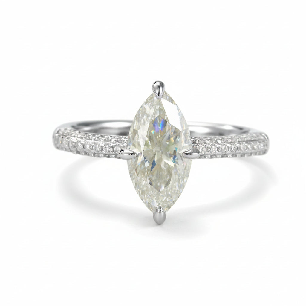 Ring Giulia - 2 Carat Moissanite Silver, Platinum-Plated Women's Ring Velanci