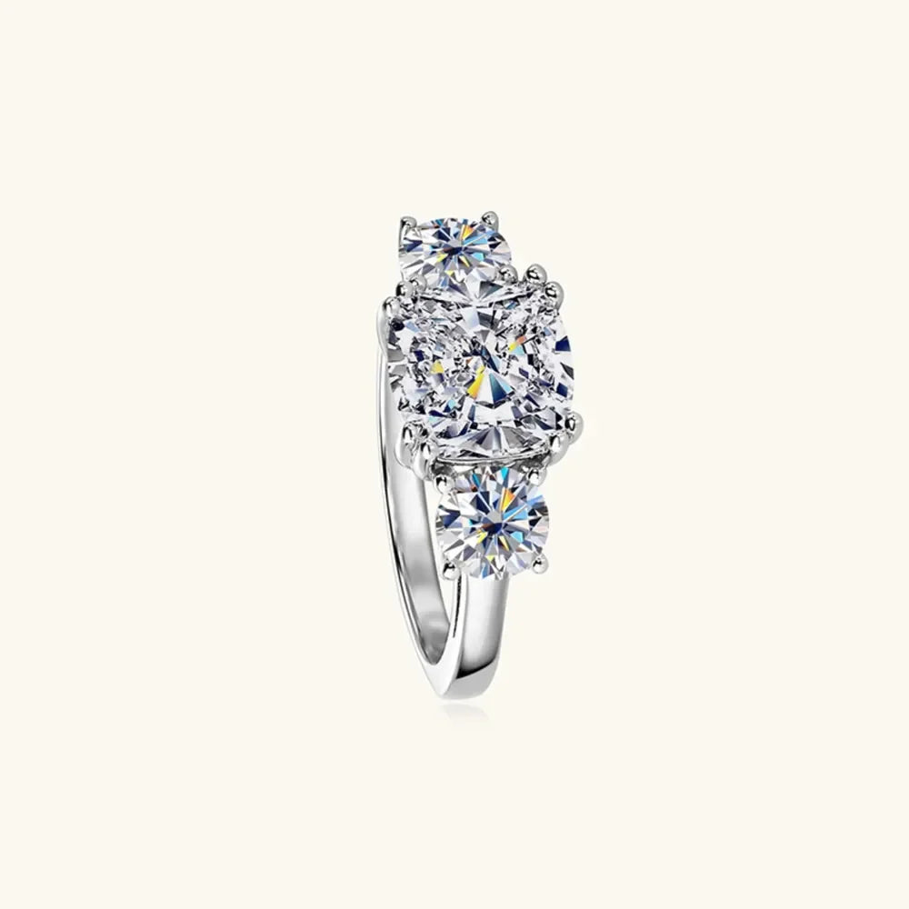 Moissanite Ring Giulia - 3.5 Ct Center Stone Sterling Silver Women's Ring Velanci