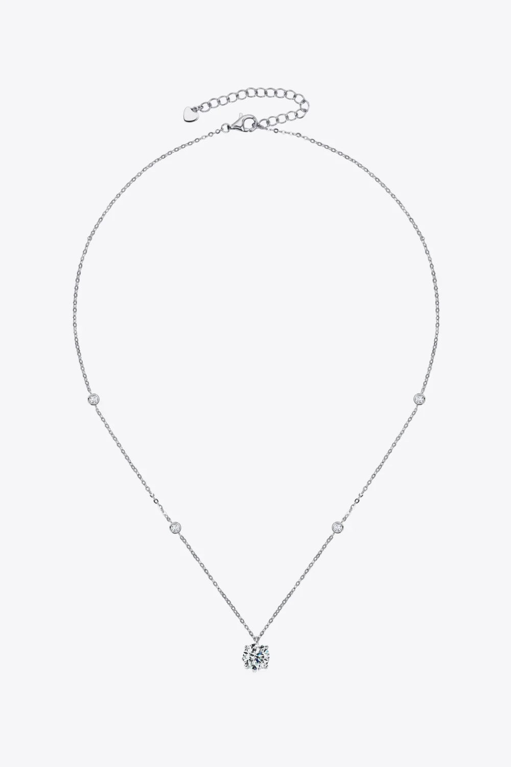 Moissanite Four-Prong Sterling Necklace - 2ct Solitaire, 18in Chain Velanci