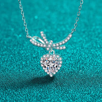 Moissanite Heart Pendant Necklace - Sterling Silver Shine Velanci
