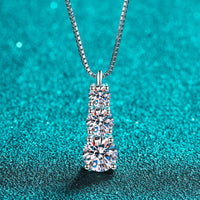 Moissanite Triple-Pendant Necklace - Three-Stone Sparkle Velanci