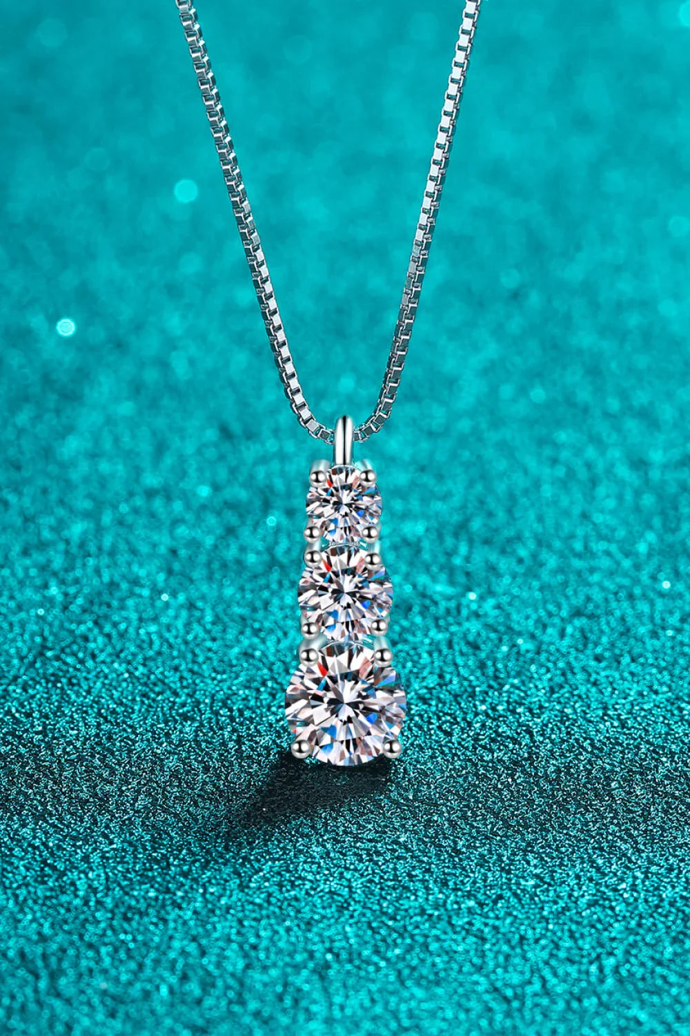 Moissanite Triple-Pendant Necklace - Three-Stone Sparkle Velanci