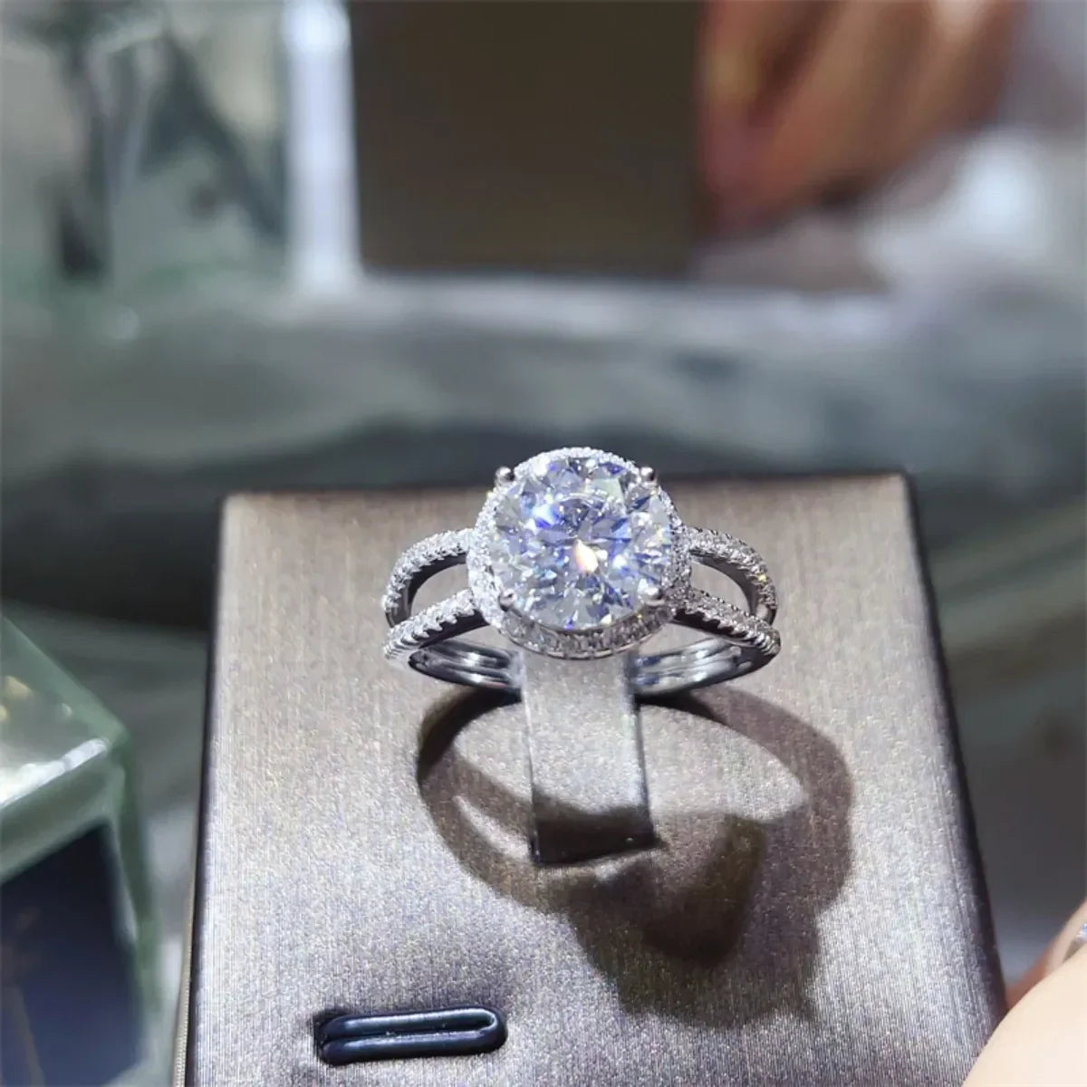 Ring Alessia - Platinum Plated 2 Carat Moissanite Center Women's Ring Velanci