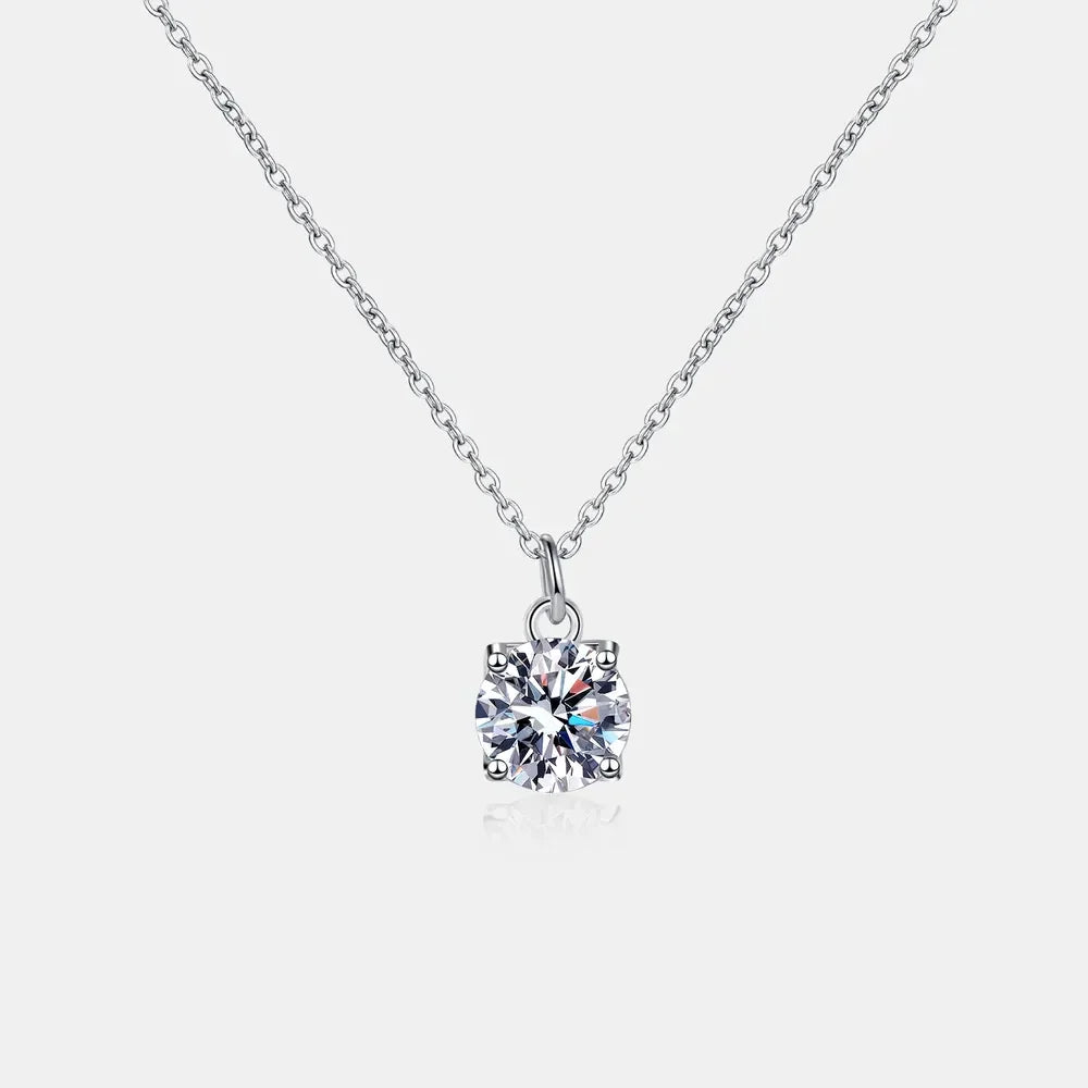1 Carat Moissanite Sterling Silver Necklace - Minimalist Velanci