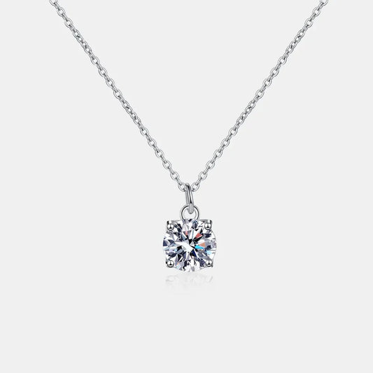 1 Carat Moissanite Sterling Silver Necklace - Minimalist Velanci