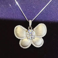 Moissanite Butterfly Pendant Necklace - 1 Carat Moissanite Velanci