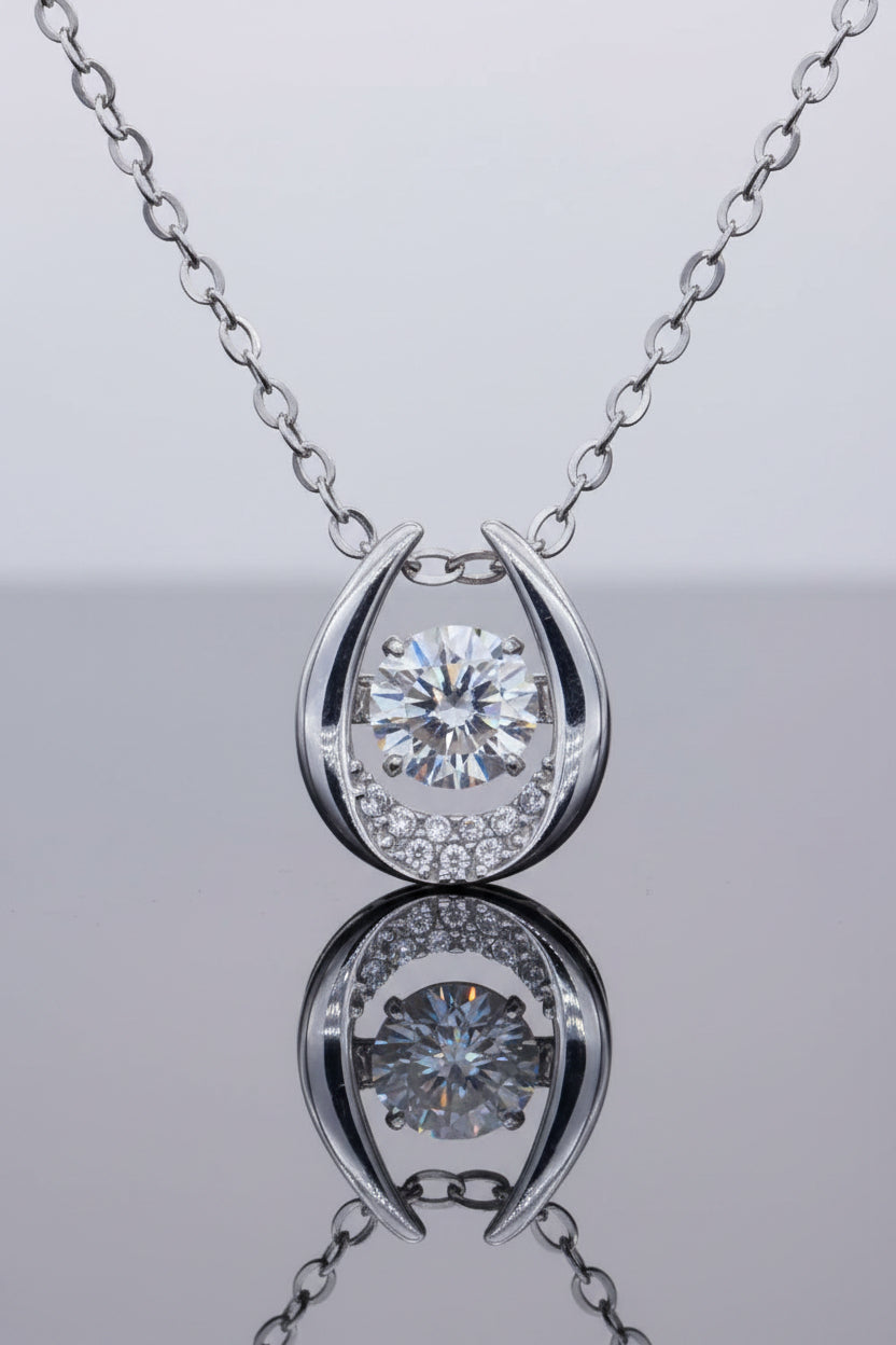 Minimalist 0.5ct Moissanite Zircon Pendant Necklace - Silver Velanci
