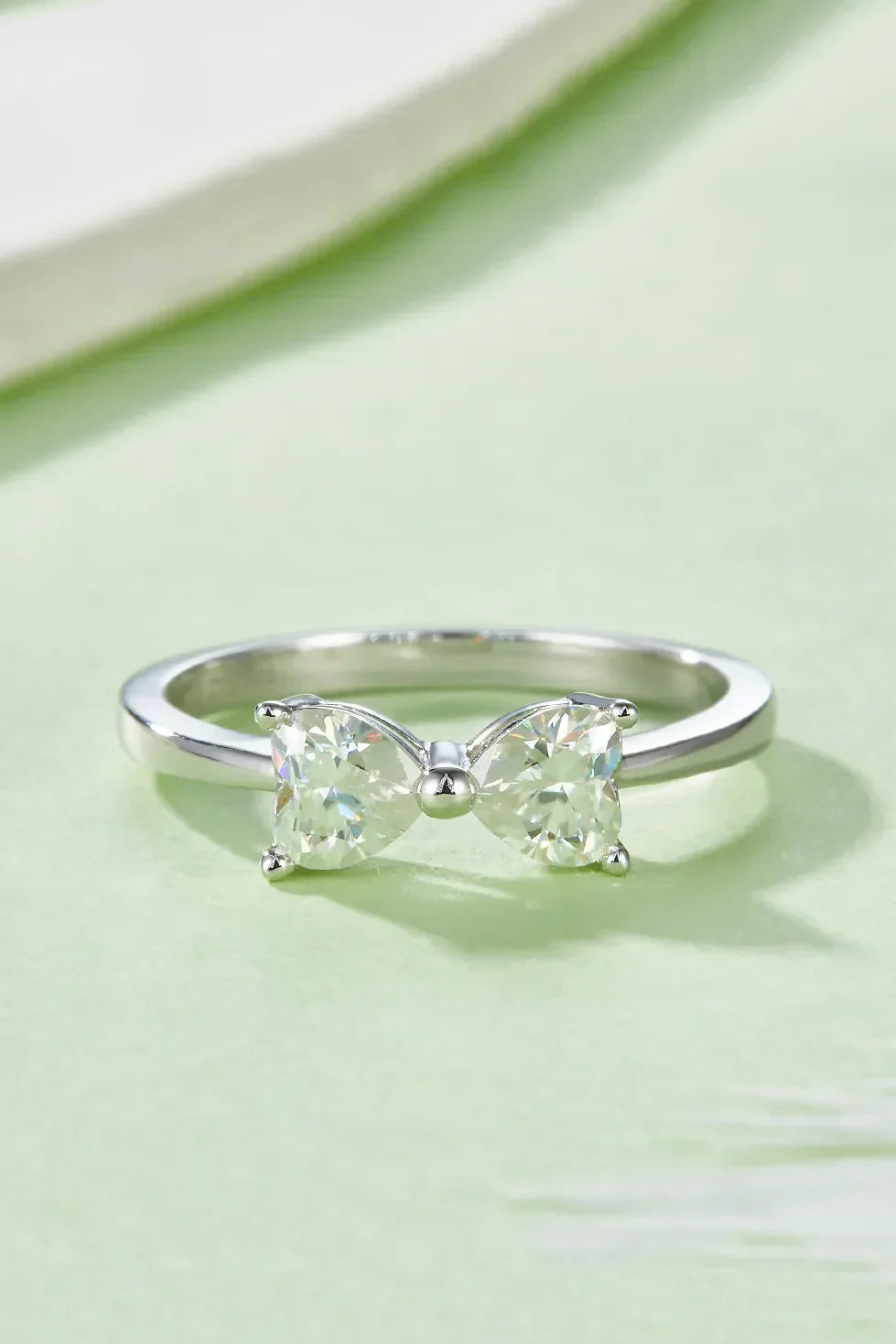 Bow Ring Giulia - 1 Carat Moissanite Sterling Silver Women's Ring Velanci