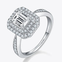 Moissanite Ring Giulia - 1ct Emerald Cut, D Color, Silver Women's Ring Velanci