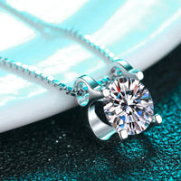 One Carat Moissanite Silver Chain Necklace - Ocean Glow Velanci