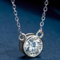 Moissanite 1Ct Pendant Necklace - Bezel Set Sterling Silver Velanci