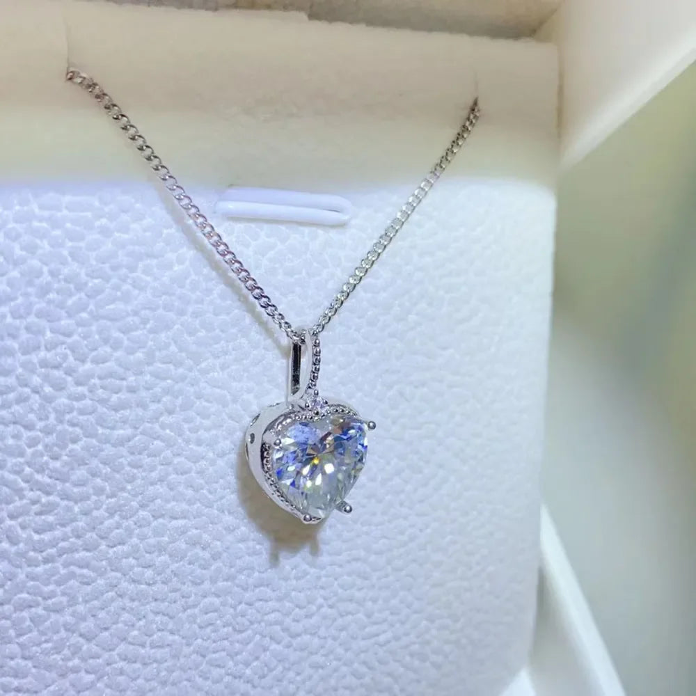 2 Carat Moissanite Sterling Silver Necklace All Day Wear Velanci