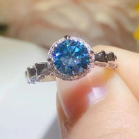 Sterling Silver 1Ct Moissanite Ring Giulia - Halo Spark Women's Ring Velanci