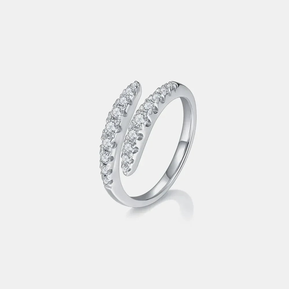 Sterling Silver Moissanite Bypass Ring Elena - Sparkle Band Women's Ring Velanci