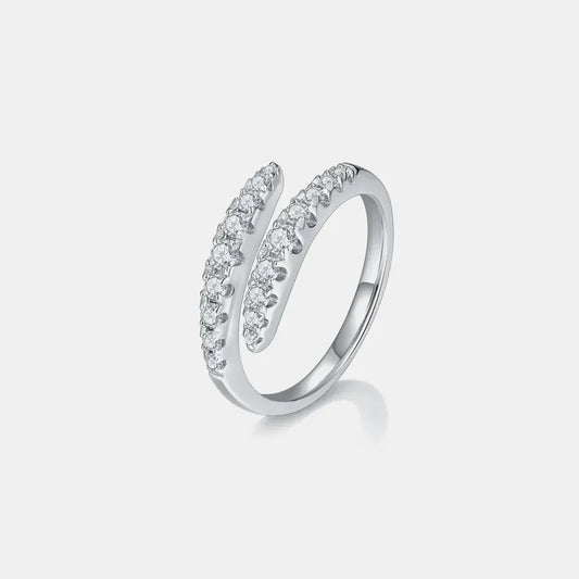 Sterling Silver Moissanite Bypass Ring Elena - Sparkle Band Women's Ring Velanci