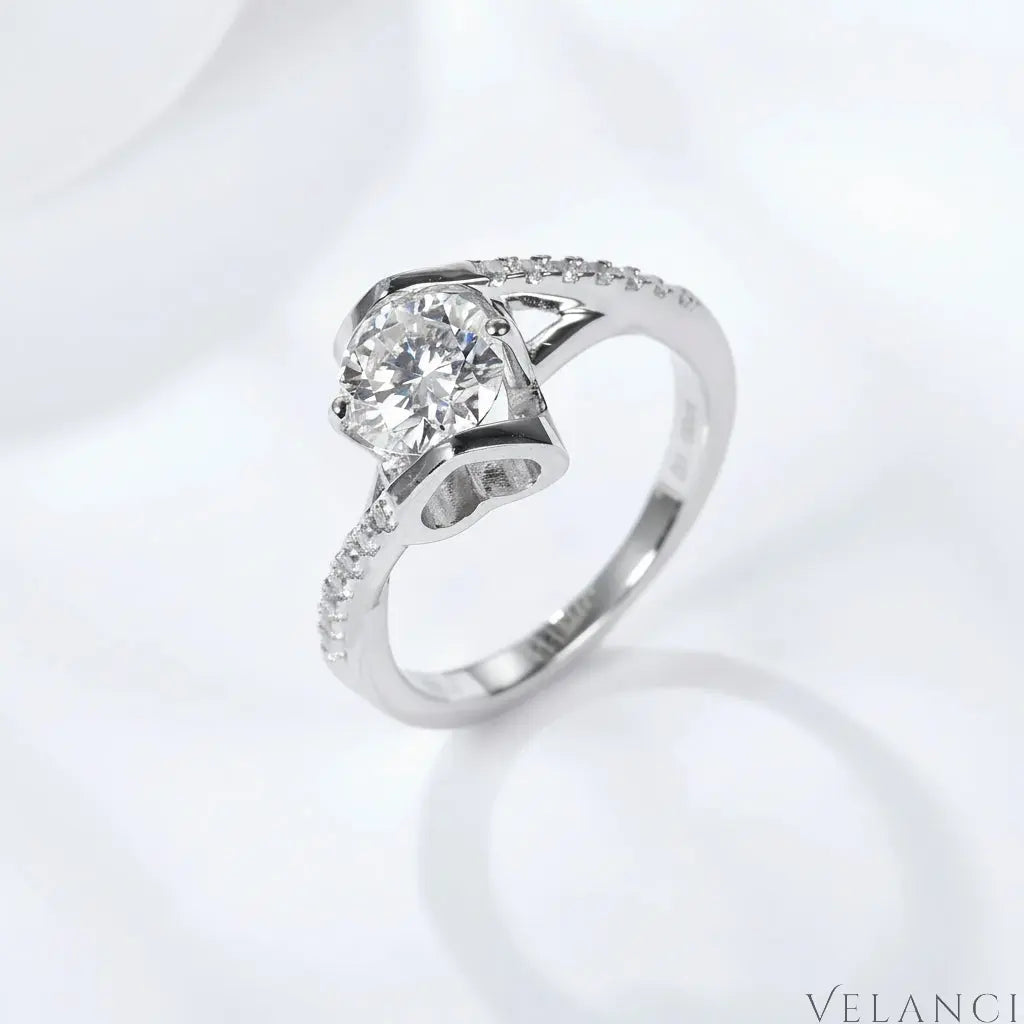 Ring Bianca - Platinum-Plated Moissanite Center Stone Women's Ring Velanci