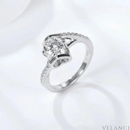 Ring Bianca - Platinum-Plated Moissanite Center Stone Women's Ring Velanci