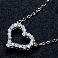 Moissanite Heart Necklace - Platinum Plated Sterling Silver Velanci