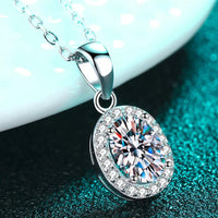 1 Carat Moissanite Pendant Necklace - Rhodium-Plated Silver Velanci