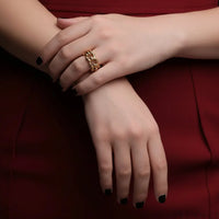 Open Ring Giulia - Adjustable 18K Gold-Plated Chain Link Women's Ring Velanci