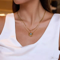 Two-Piece Pendant Necklace In 18K Gold-Plated Finish Velanci