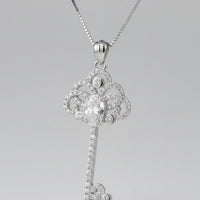 Moissanite Key Pendant Necklace - 1 Carat Platinum-Plated Velanci