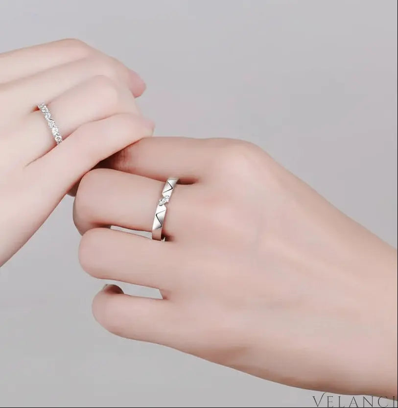 Moissanite Minimalist Rhodium Ring Alessia - Subtle Sparkle Velanci