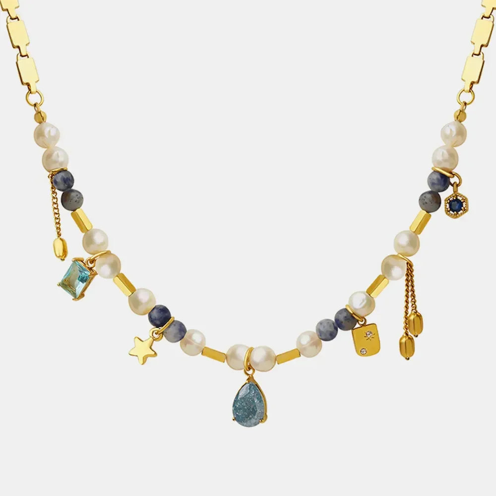 18K Gold-Plated Freshwater Pearl Beaded Necklace - Gold Glow Velanci