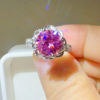 Ring Alessia - 2 Carat Moissanite Floral Halo Silver Women's Ring Velanci