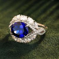 Ring Francesca - 5 Carat Lab-Grown Sapphire, Pt-Plated Women's Ring Velanci