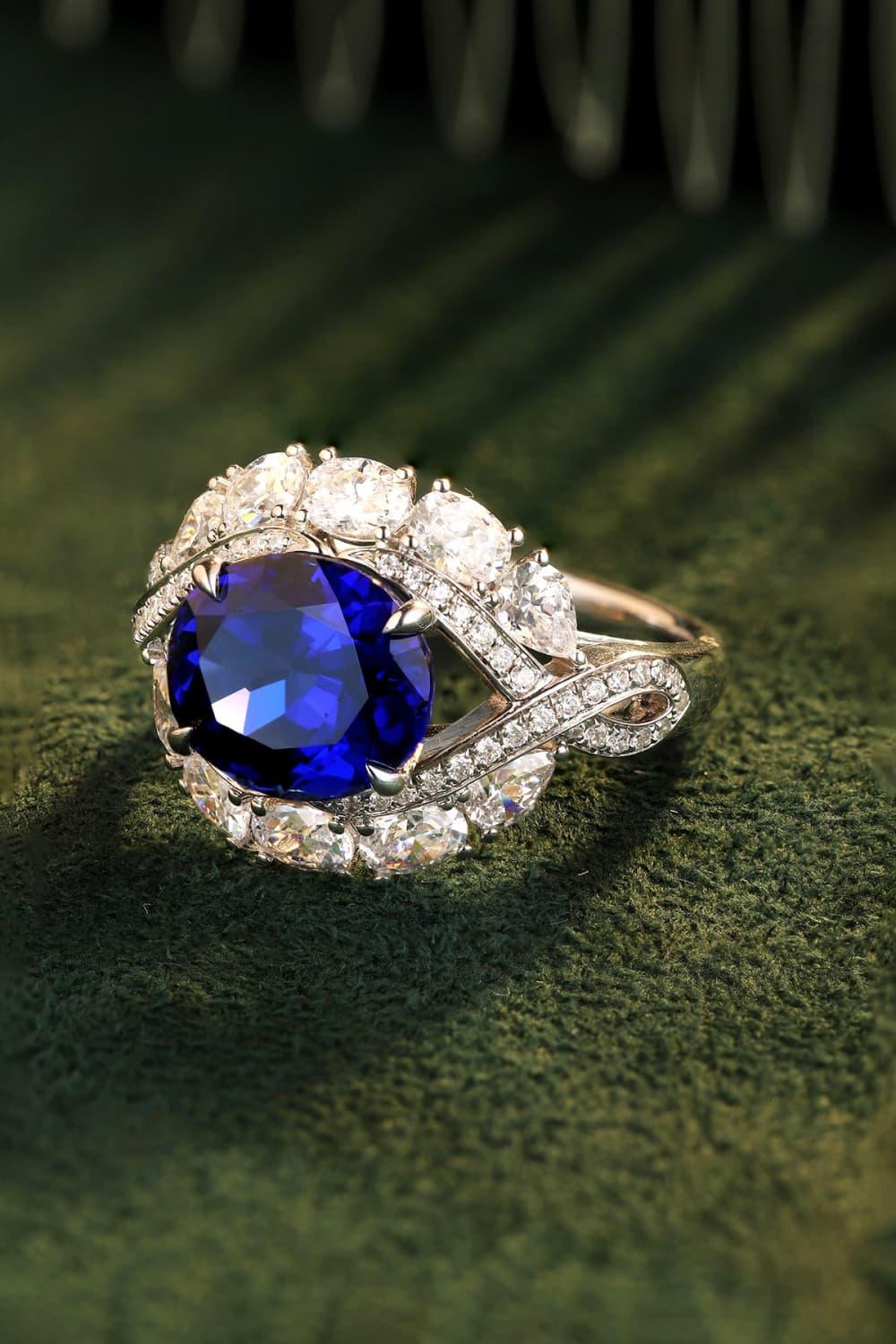 Ring Francesca - 5 Carat Lab-Grown Sapphire, Pt-Plated Women's Ring Velanci
