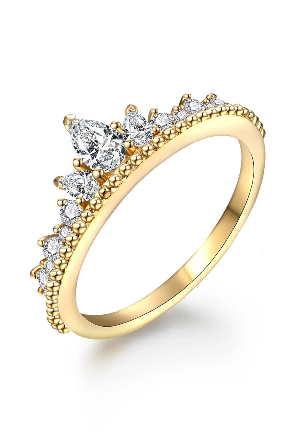 Crown Moissanite Ring Giovanna - Gold Plated 0.3ct Center Women's Ring Velanci