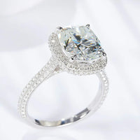 Moissanite Halo Ring Alessia - 6ct Center, Silver Band Women's Ring Velanci