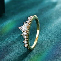Crown Moissanite Ring Giovanna - Gold Plated 0.3ct Center Women's Ring Velanci