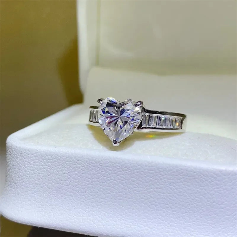 Moissanite Ring Sofia - 3-Carat Center Stone Silver Women's Ring Velanci