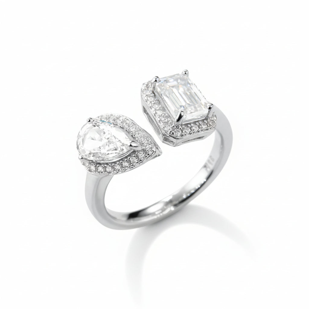 1-ct Moissanite Ring Bianca - Platinum-Plated D Color VVS1 Women's Ring Velanci