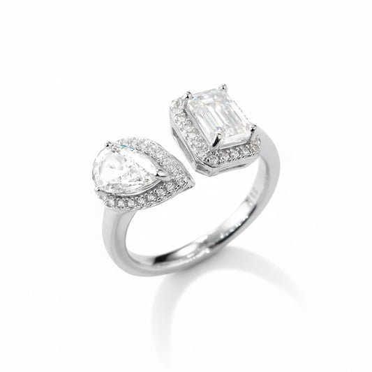 1-ct Moissanite Ring Bianca - Platinum-Plated D Color VVS1 Women's Ring Velanci