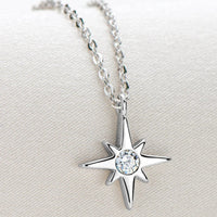 Moissanite North Star Pendant Necklace - Sterling Silver Velanci