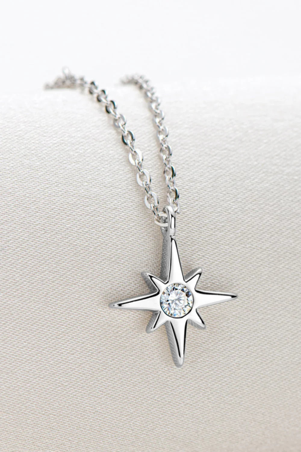 Moissanite North Star Pendant Necklace - Sterling Silver Velanci