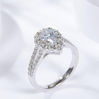 Ring Allegra - 1 Carat Moissanite Teardrop Halo Split Shank Women's Ring Velanci