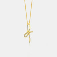 Minimalist Zircon Bow Pendant Necklace - Sterling Silver Velanci