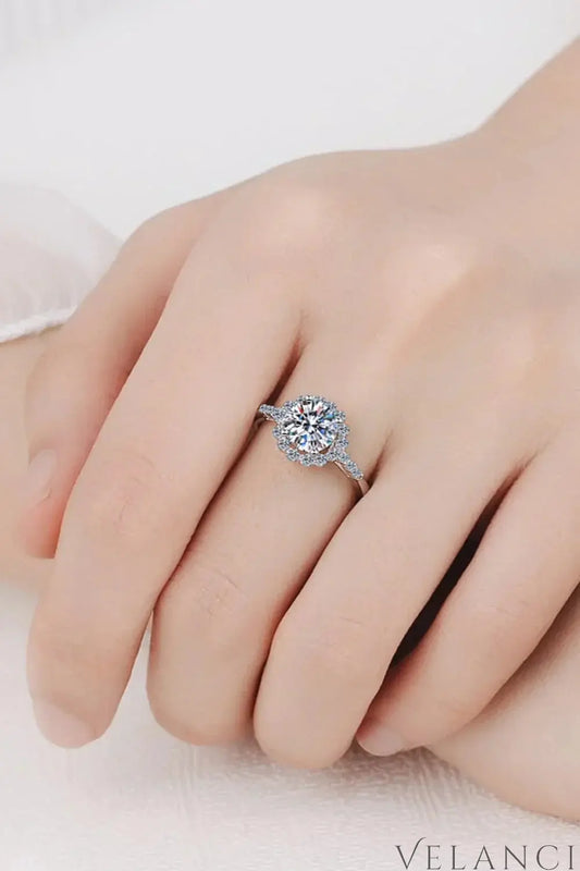 1 Carat Moissanite Halo Ring Valentina - Coastal Sparkle Women's Ring Velanci