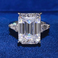 Moissanite Ring Alessia - Bold 10 Carat Silver Shine Halo Women's Ring Velanci