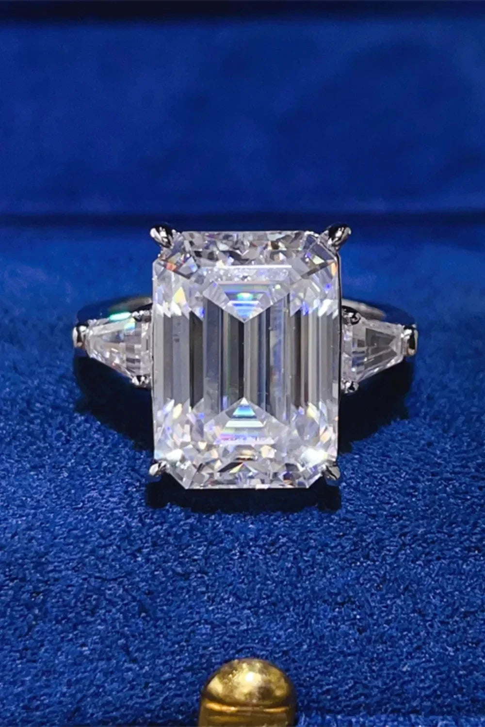 Moissanite Ring Alessia - Bold 10 Carat Silver Shine Halo Women's Ring Velanci