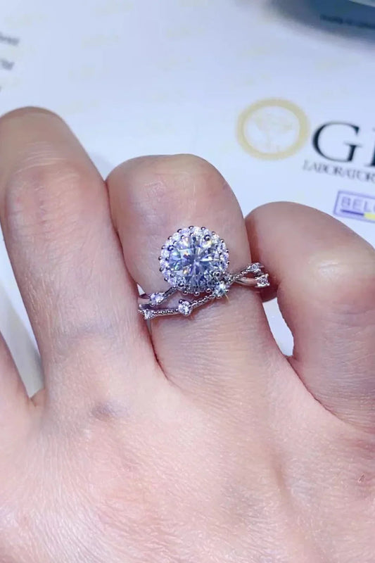 1 Carat Moissanite Platinum-Plated Ring Sofia - Daily Shine Women's Ring Velanci