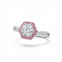 Moissanite Ring Ginevra - 1 Carat Flower-Cross Halo Women's Ring Velanci