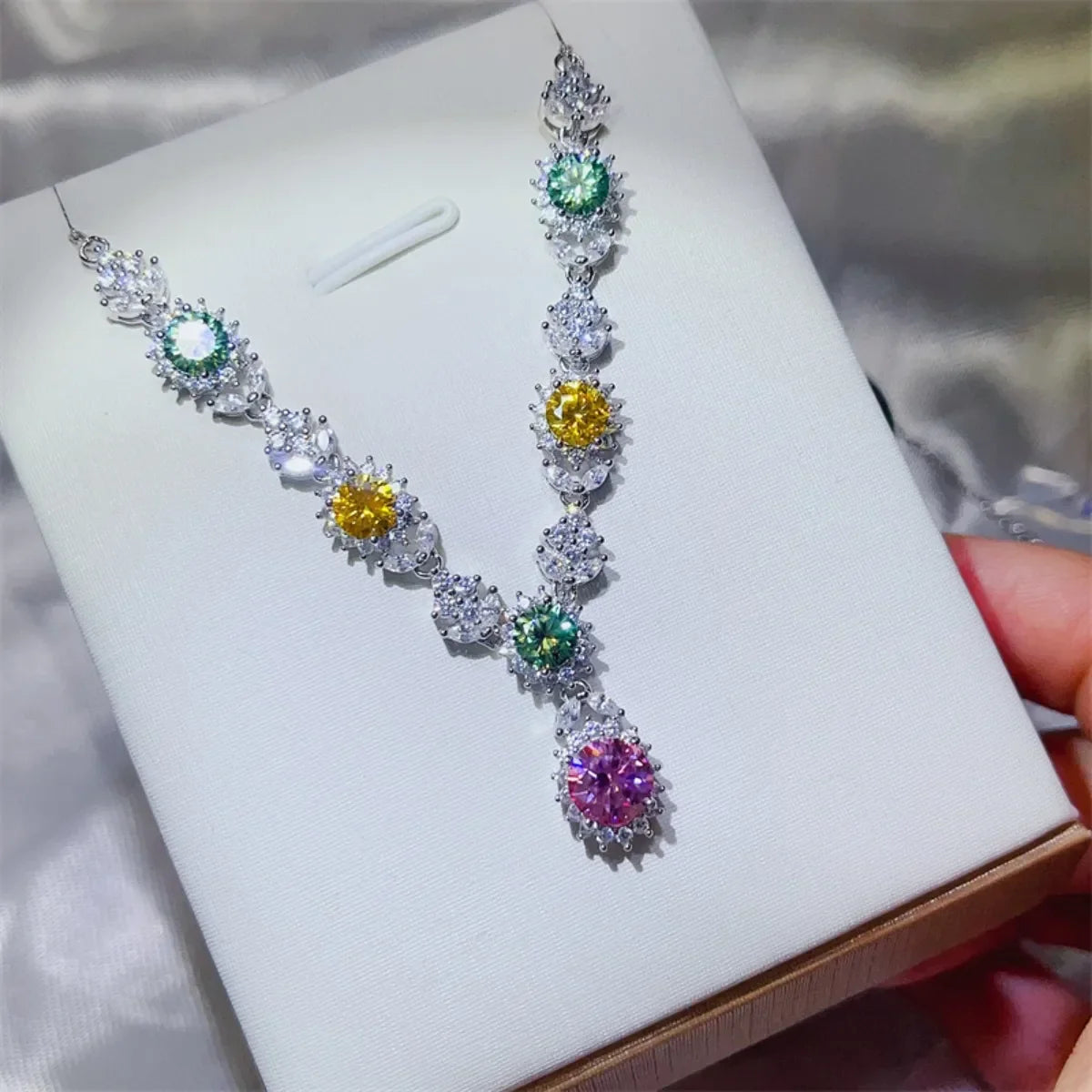 3.5 Carat Moissanite Sterling Silver Necklace Velanci