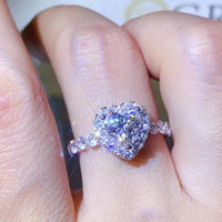 Platinum-Plated Moissanite Heart Ring Giulia - 1Ct Halo Women's Ring Velanci