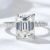 Moissanite Ring Isabella - Emerald-Cut Ocean Shine Women's Ring Velanci
